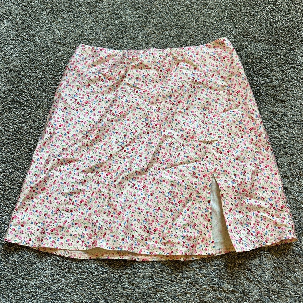 Princess Polly Cream A-Line Mini Skirt with Slit